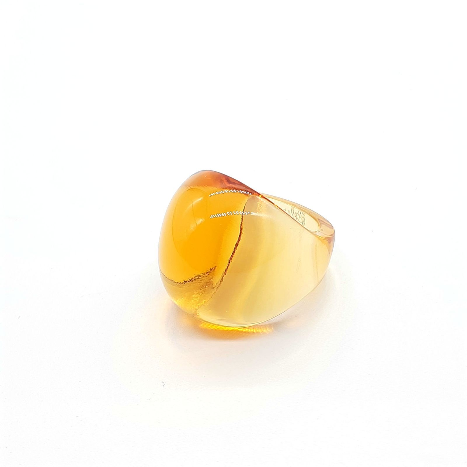 LALIQUE ラリック 美品 カボションリング 指輪 彫刻 アンバー