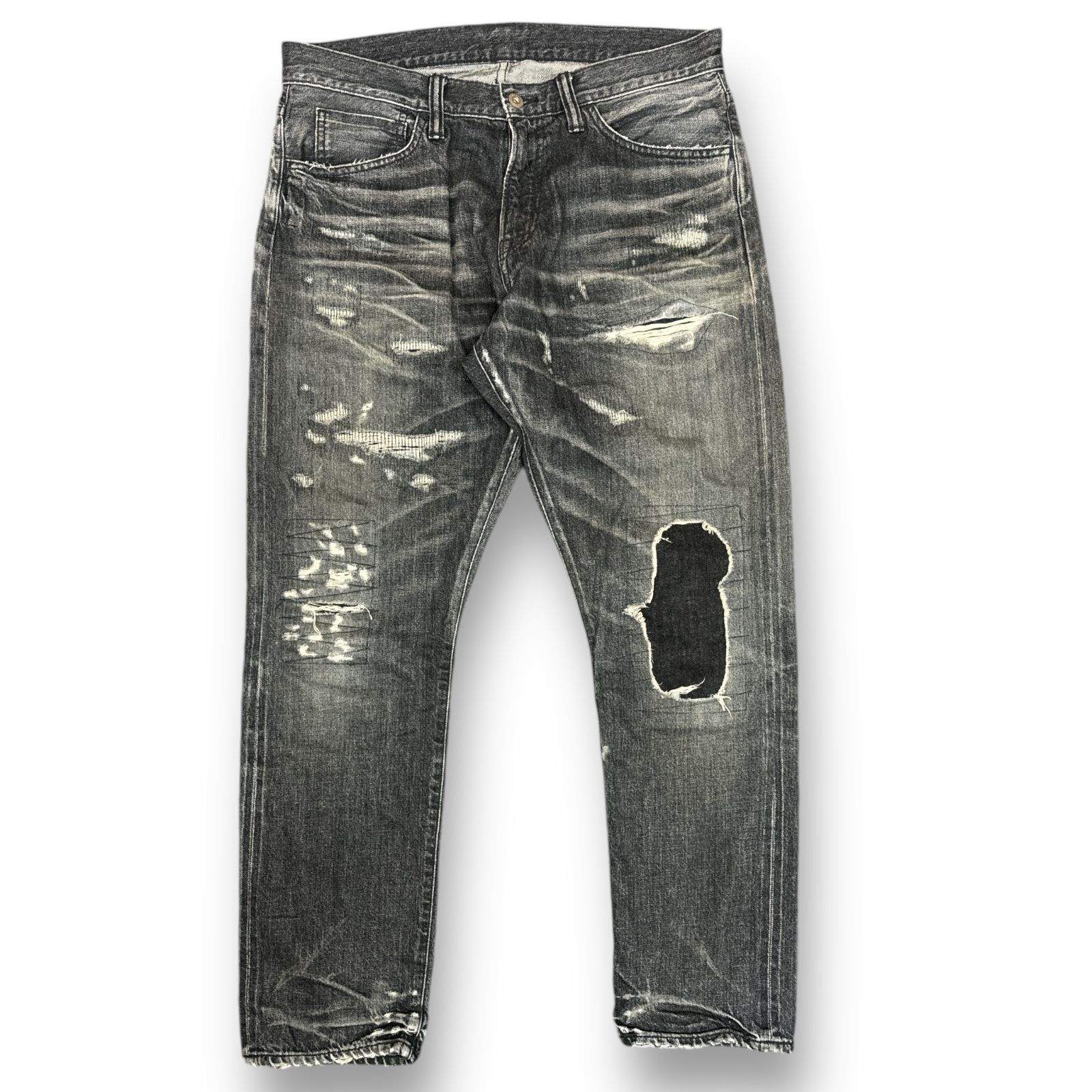 SEQUEL FRAGMENT DESIGN DAMEGE DENIM PANTS SQ-22SS-PT-02 ダメージ リペア加工 デニムパンツ  シークエル フラグメント M 79075A1 - メルカリ