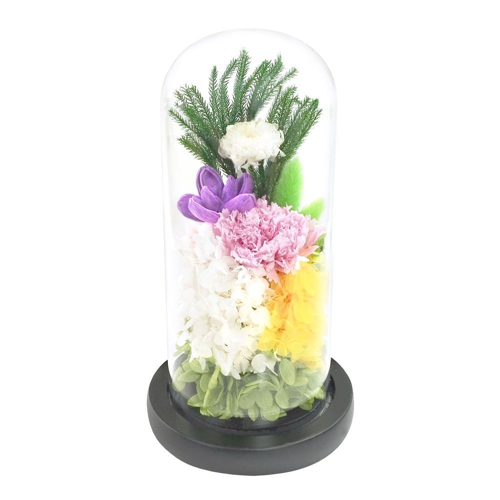 菜々緒/ホワイト  お供えガラスドーム プリザーブドフラワー 仏花 お供えガラスドーム 光莉 ひかり お供え物 おしゃれ 枯れない 水やり不要 法事 花 お盆 お供え 彼岸 仏壇 お花 雑貨 インテ