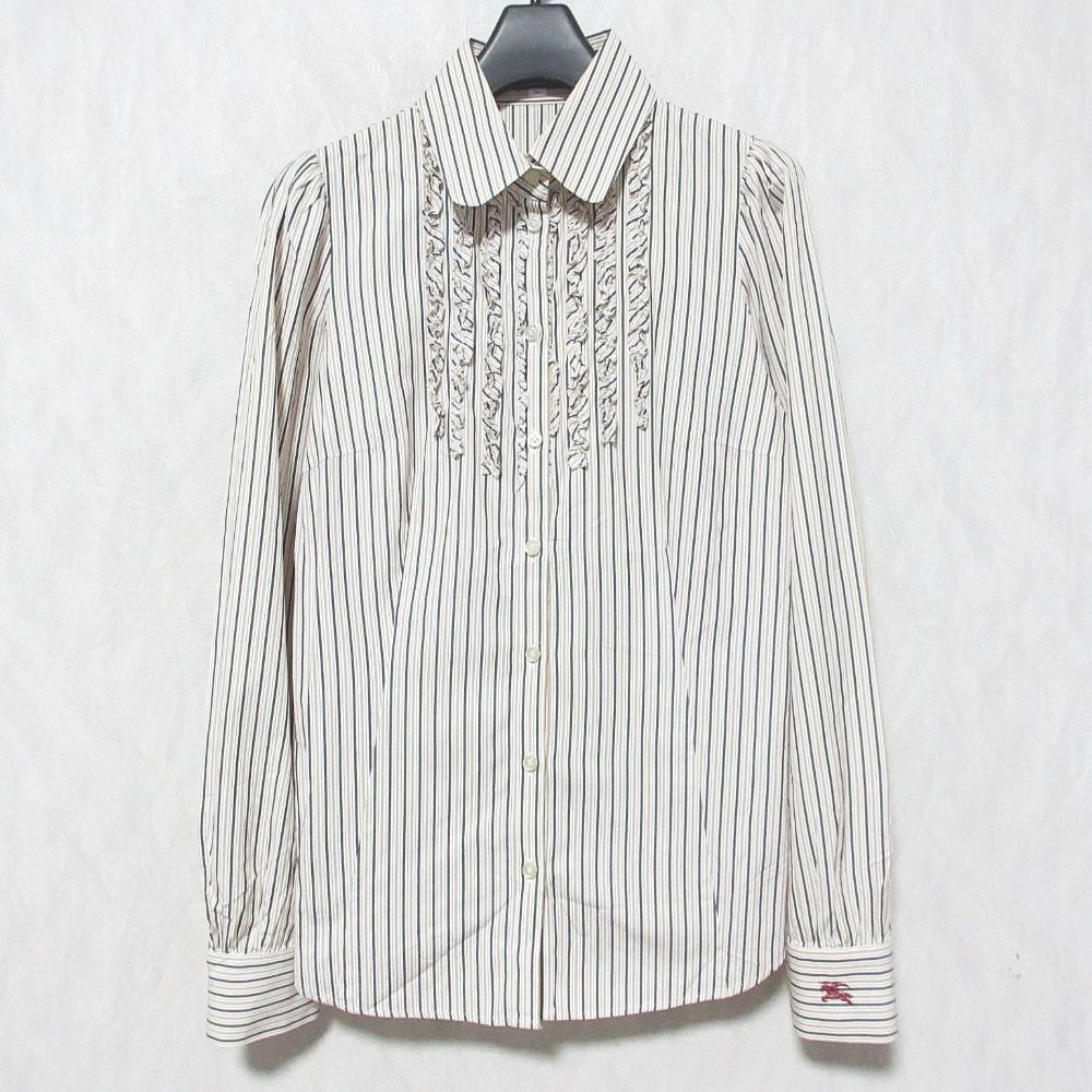 美品 BURBERRY BLUE LABEL バーバリーブルーレーベル ストライプ ロングスリーブシャツ 36 ブルー ホワイト レディース 古着 中古 楽天市場】バーバリーブルーレーベル 長袖 シャツの通販