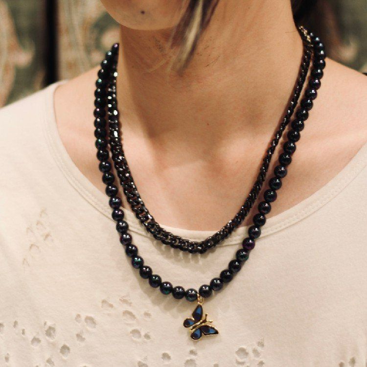 Butterfly necklace stugazi necklace STUGAZI スガジ White turquoise butterfly Necklace ネックレス 男女兼用 ユニセックス 海外セレブ アーティスト ターコイズ ジルコニア 蝶 バタフライ
