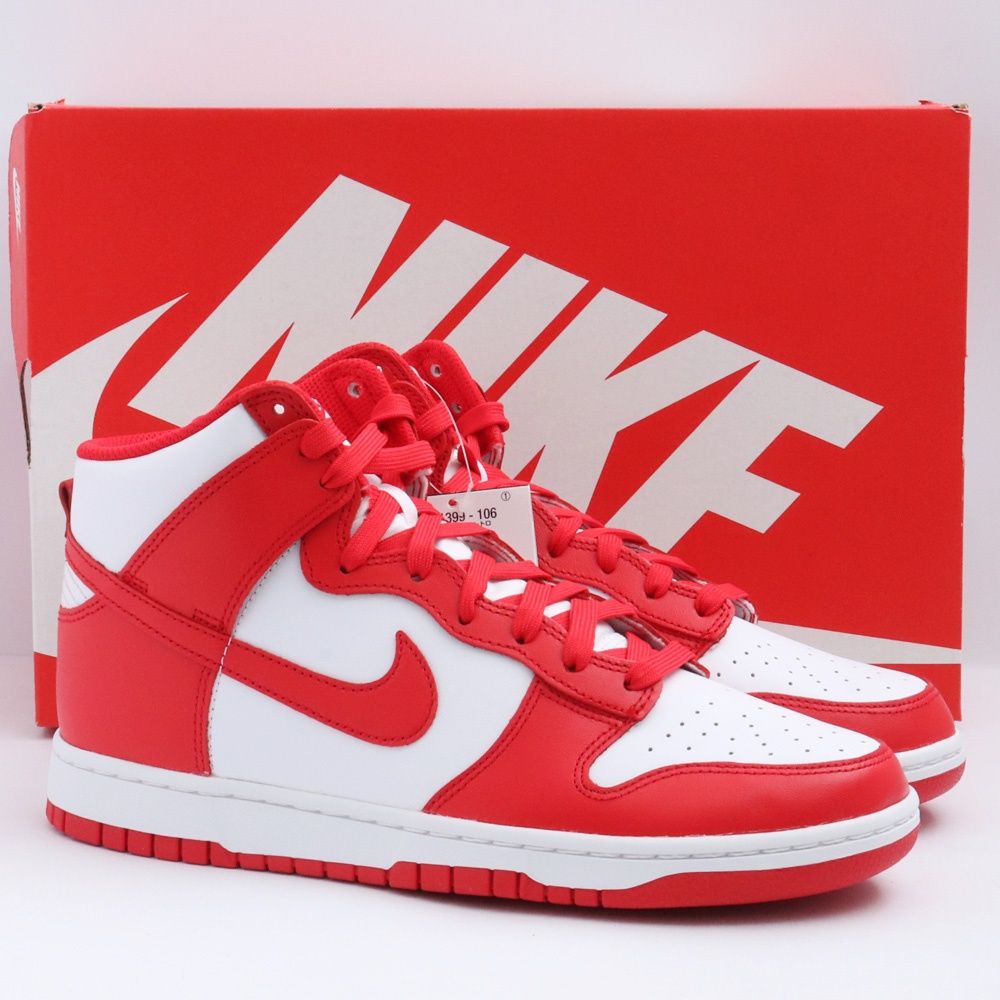 28cm NIKE Dunk High Championship White and Red - メルカリ