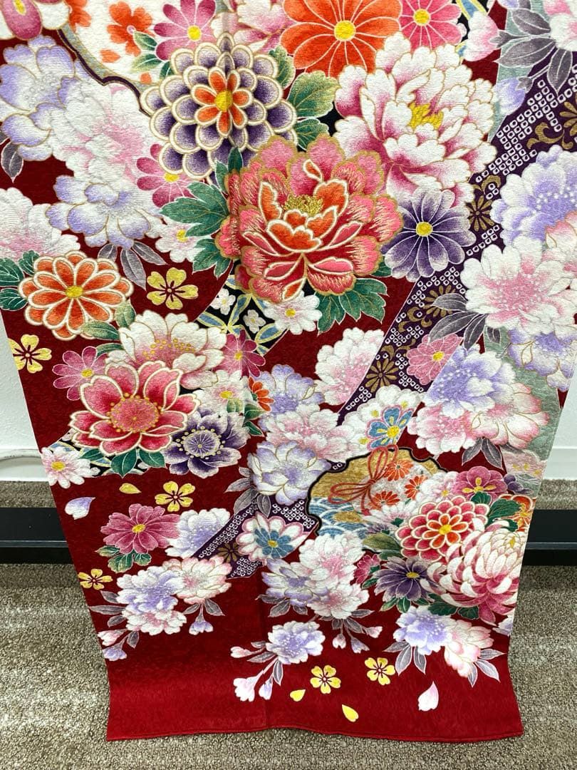 振袖 豪華 紋意匠 ラメ刺繍 雪輪に花 身丈165cm 撥水加工済 MO3116 振袖 豪華 紋意匠 ラメ刺繍 雪輪に花 身丈165cm 撥水加工済 振袖 豪華