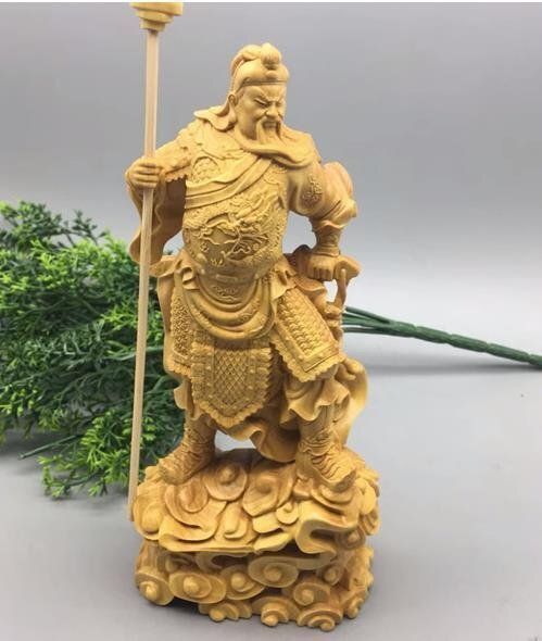 精密細工 関羽像 精密彫刻 武財神 中国武将 三国志 木彫仏像 美術品