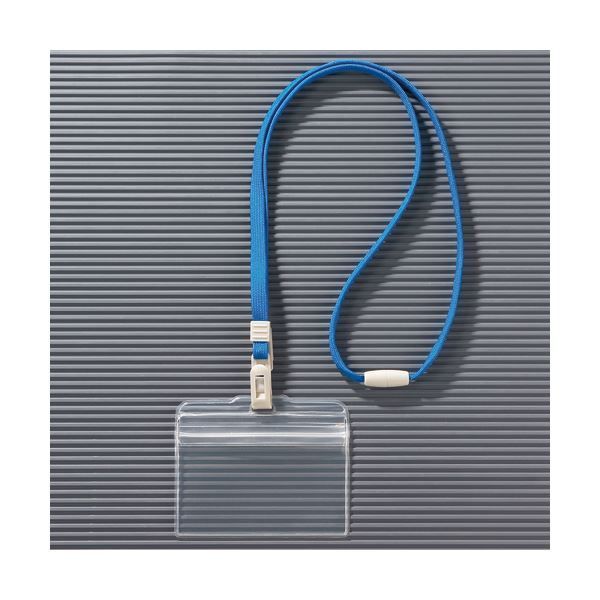 まとめ ライオン事務器 つりさげチャック式名札ヨコ型 ソフトタイプ 平ひも ブルー N77CR-10P 1パック 10個 ×3セット