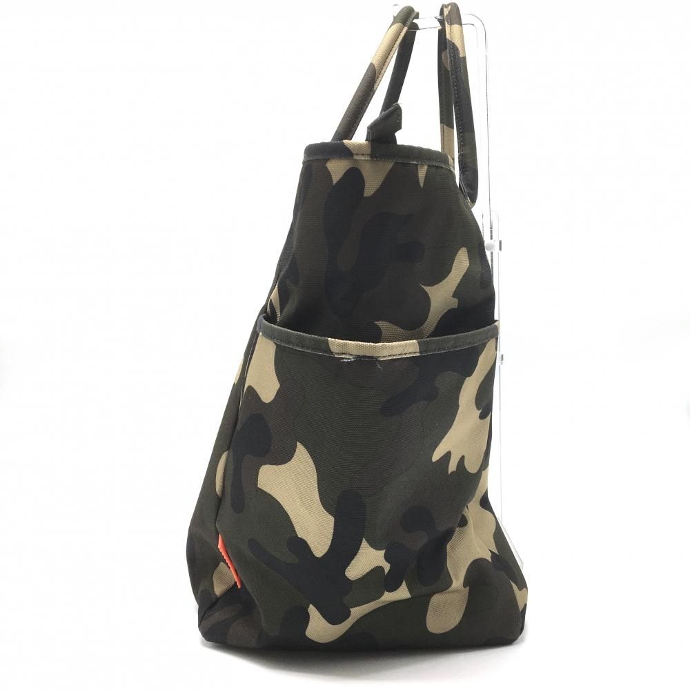 【美品】パーリーゲイツ ビッグトートバッグ カーキ×黒 カモフラ ニコちゃん 迷彩 ロッカーバッグゴルフ PEARLY GATES
