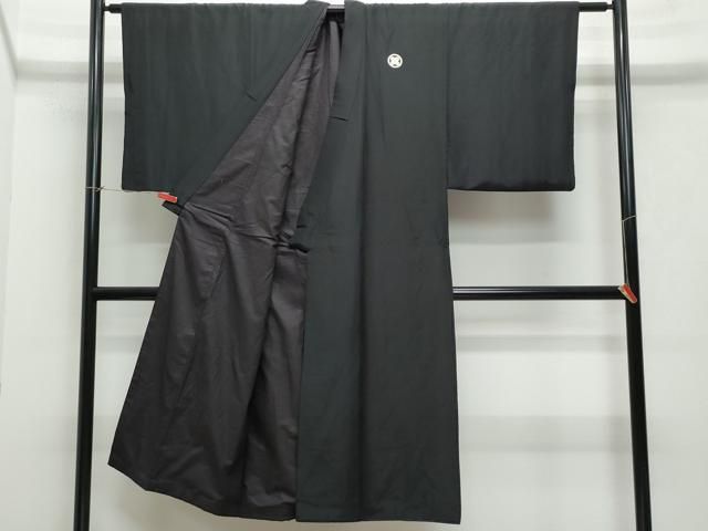 平和屋着物●男性 黒紋付 正絹 CAAX1099vf