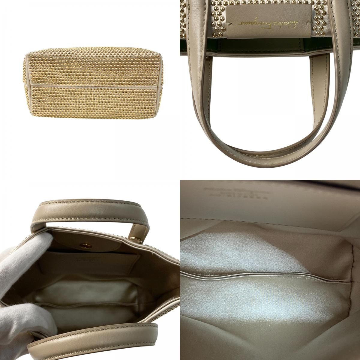 未使用 フェラガモ Ferragamo レディース スタッズ ミニ 2way 