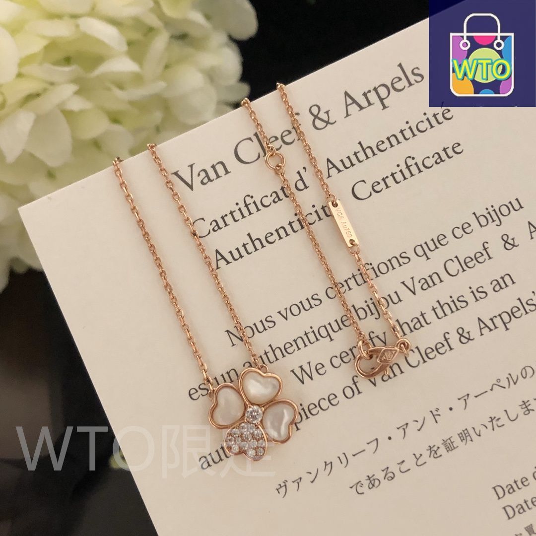 Van Cleef - Arpels VCA ヴァンクリーフアンドアーペル シングルフラワー イヤリング 18K ゴールド ホワイト マザーオブパール 四つ葉のクローバー ネックレス｜ ｜ -WTO輸入1 FORTGASGNV_COM_BR