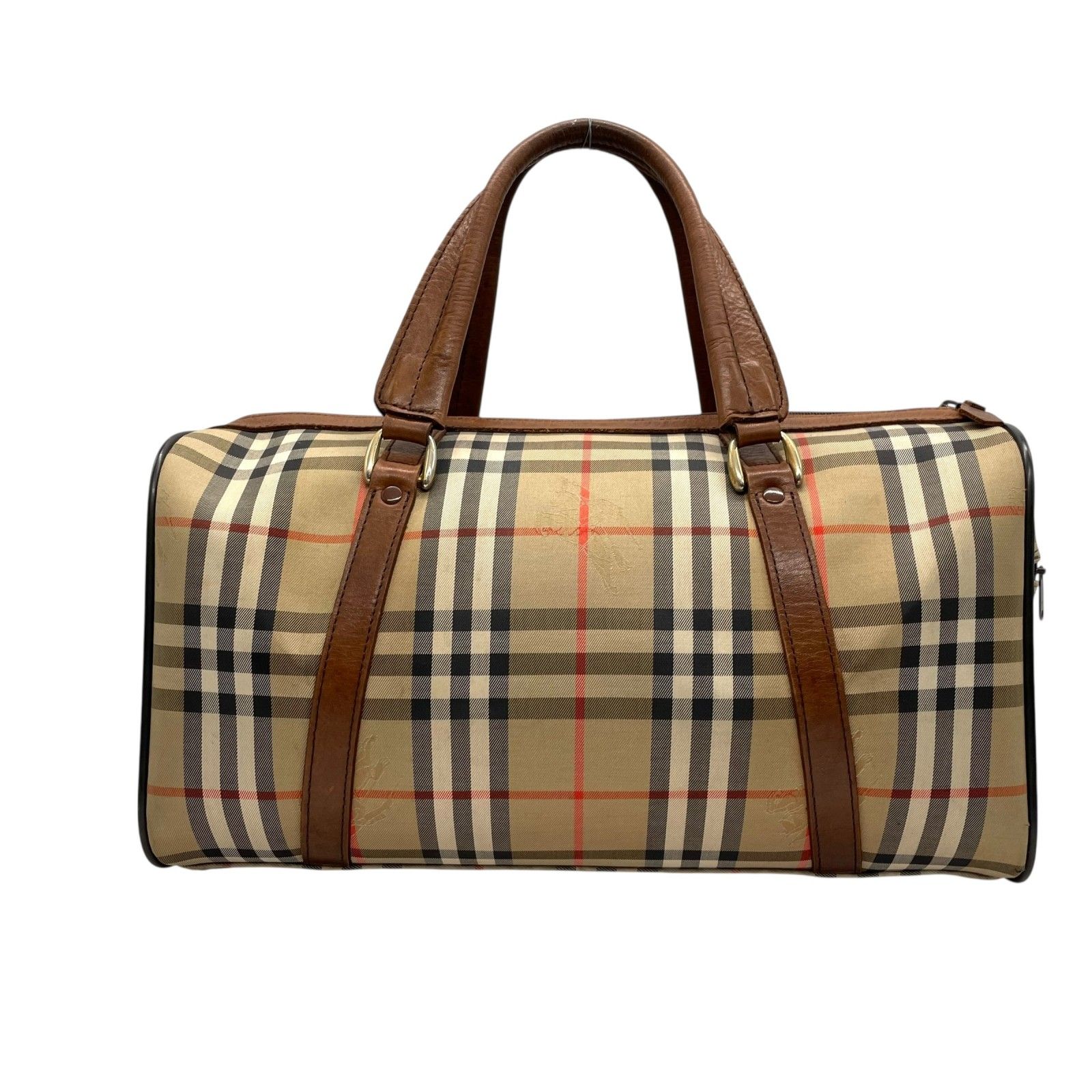 Burberry ノバチェック ハンドバッグ ホースロゴ レディース ブラウン 美品 BURBERRY バーバリー ボストンバッグ ノバチェック