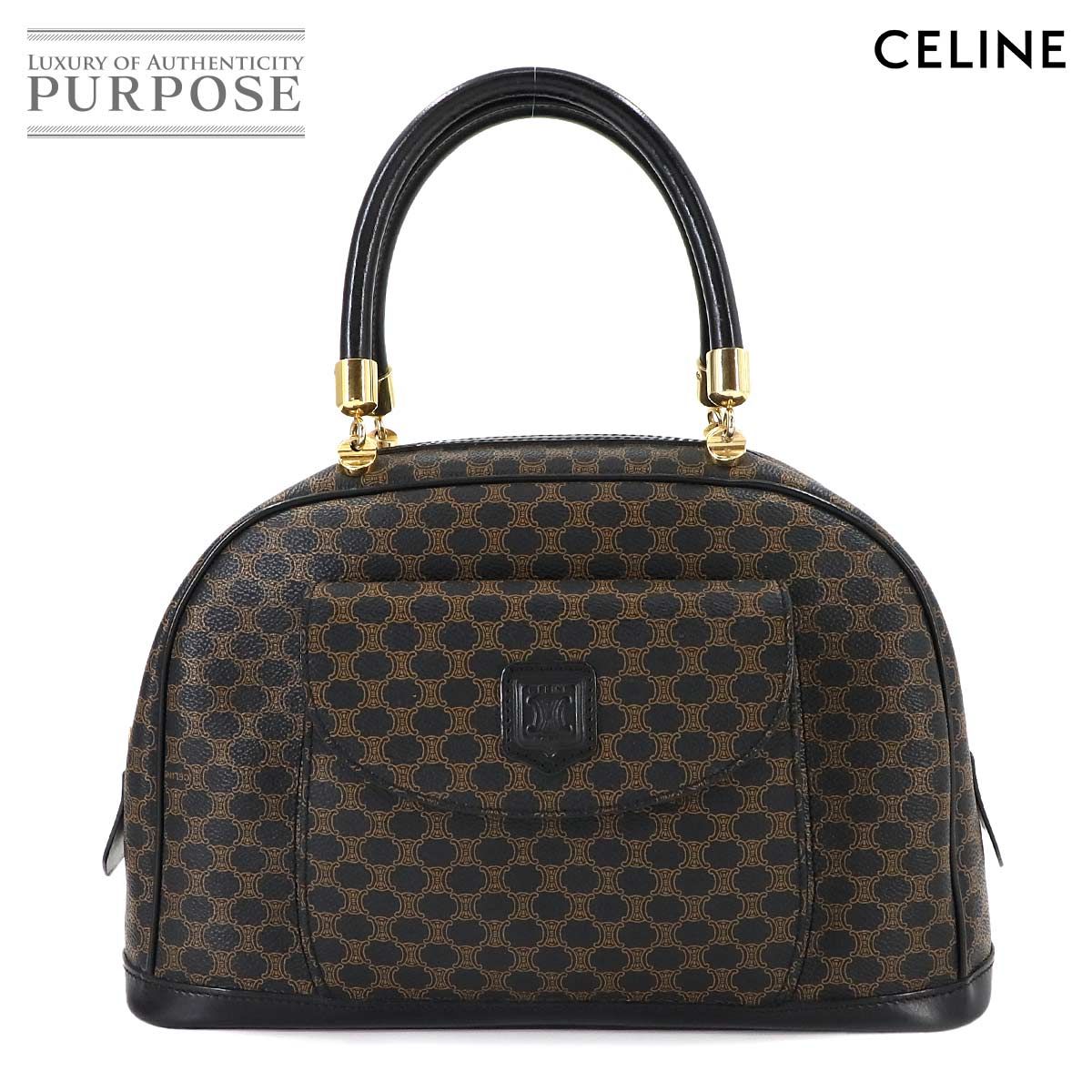 新品同様 セリーヌ CELINE マカダム柄 ハンド バッグ PVC レザー 新品同様 セリーヌ CELINE マカダム柄 ハンド バッグ PVC レザー