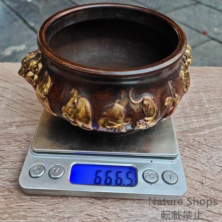 新品未使用】銅 細工 十二支香炉 茶道香炉 挿し香炉 仏堂香炉