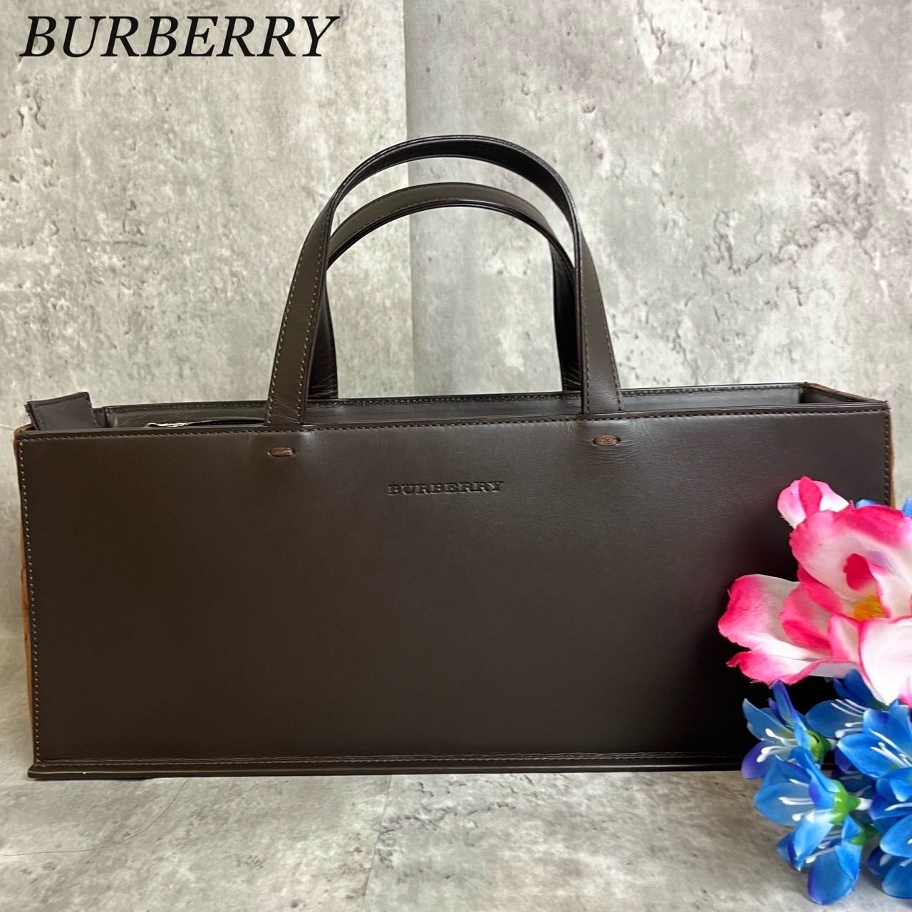 ✨良品✨ BURBERRY バーバリー ハンドバッグ トートバッグ ロゴ型押し ロゴプレート レザー スエード レディース ブラウン 茶色 - メルカリ