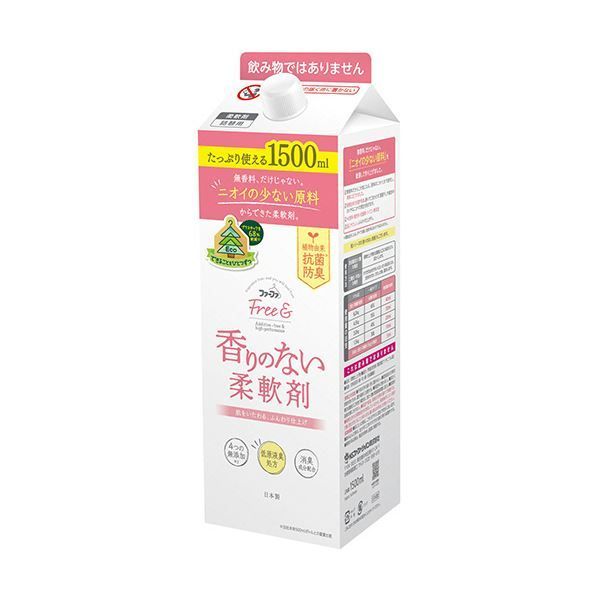NSファーファジャパン ファーファフリー- 濃縮柔軟剤 無香料 エコパック 詰替用 1500ml 1セット 6個
