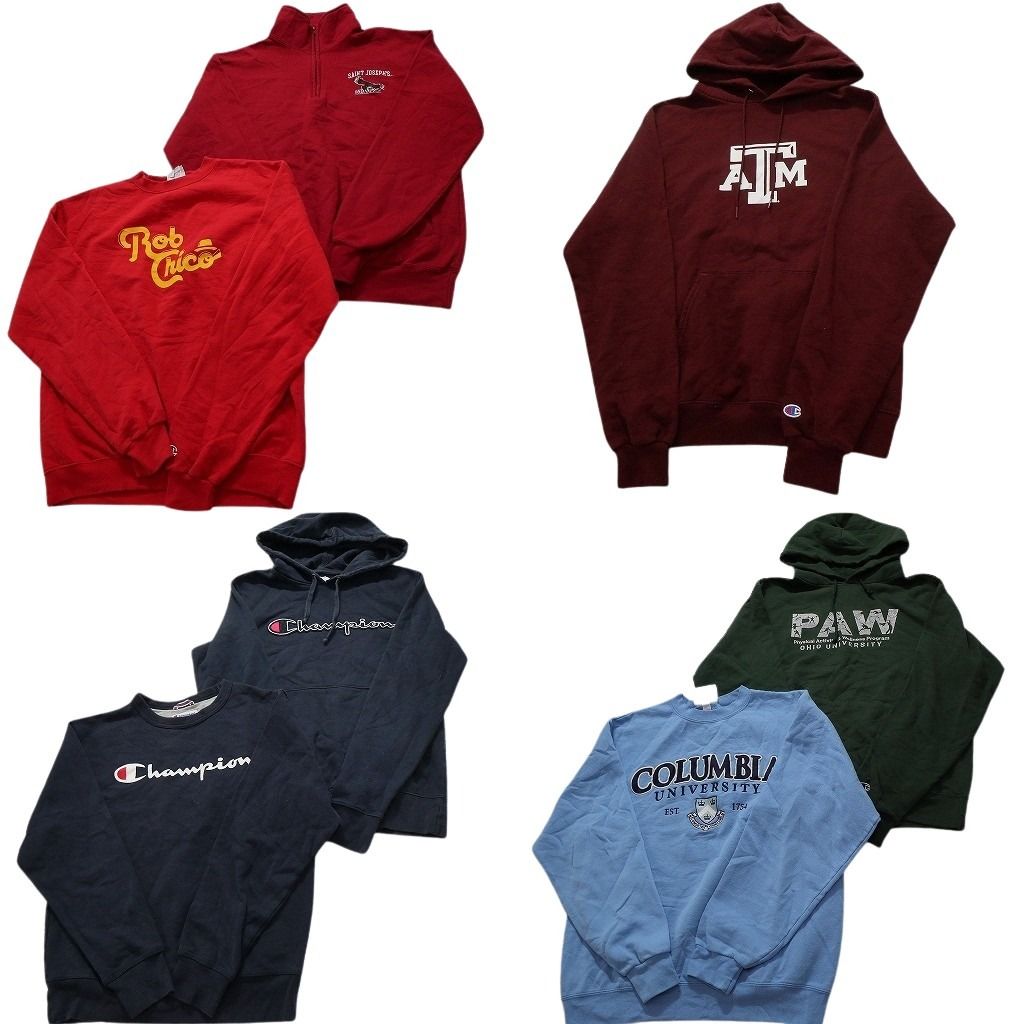 古着卸 まとめ売り チャンピオン Champion スウェット 7枚セット メンズ S |M カレッジ風 フーディー ハーフジップ 古着 NC3926