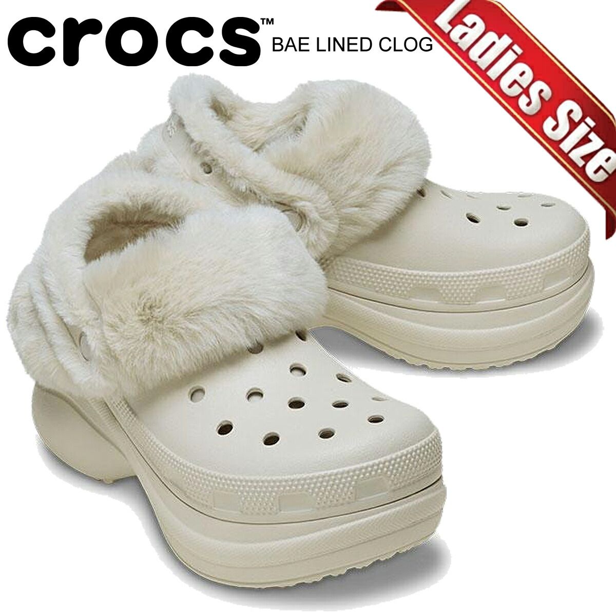 クロックス ベイ ラインド クロッグ ストッコ crocs BAE LINED CLOG STUCCO 靴 シューズ サンダル ウィメンズ レディース