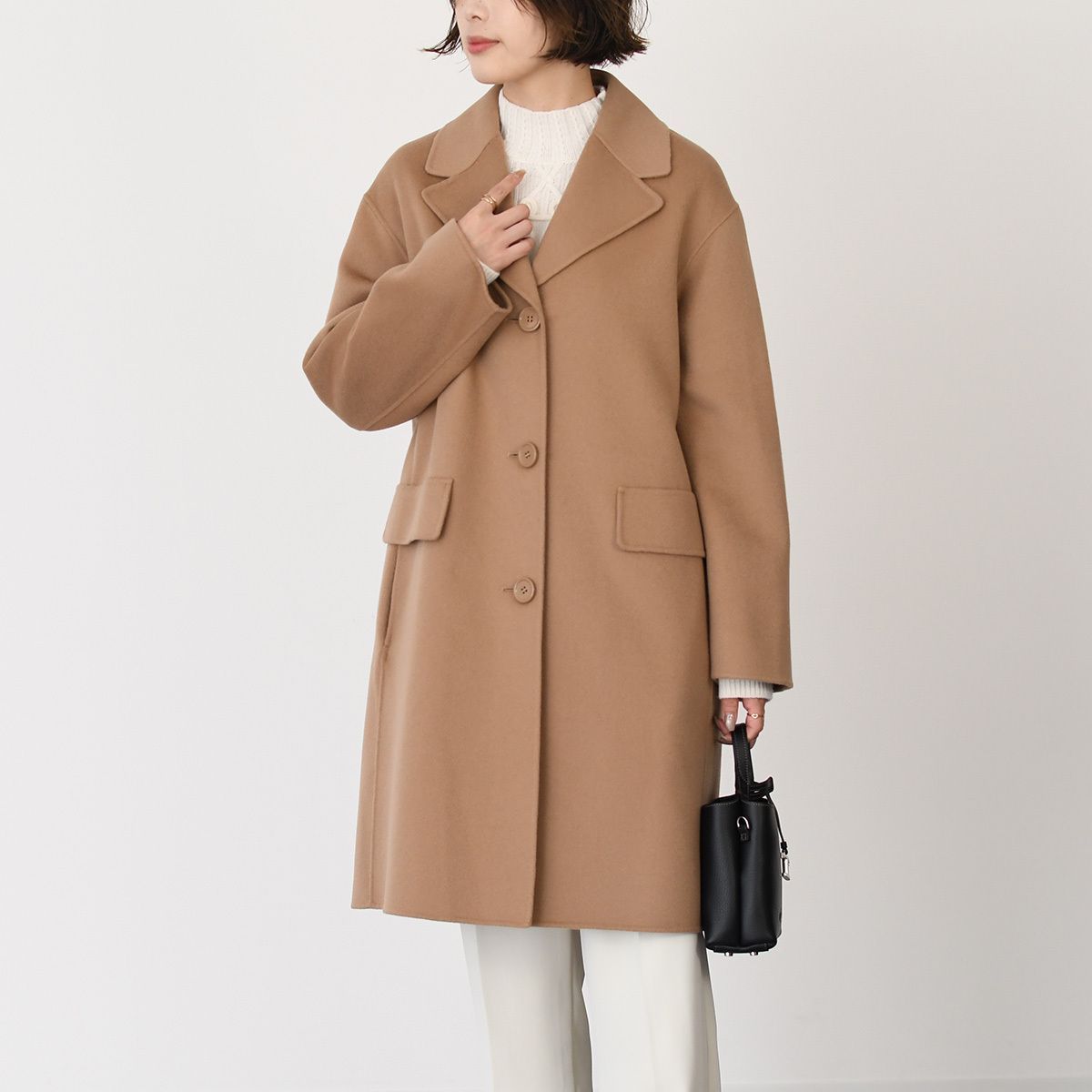 ブラウンウール　コクーンコート S Max Mara エス マックスマーラ アウター コート CIELO チエロ