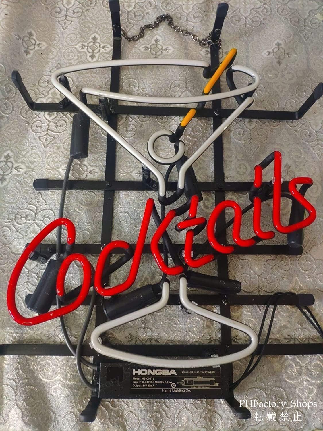 ネオン管 Cocktail ネオンサイン ガラスネオンサイン 装飾ライト ビール バー パブ 室内装飾 店舗装飾 アメリカ雑貨 40x33cm A271