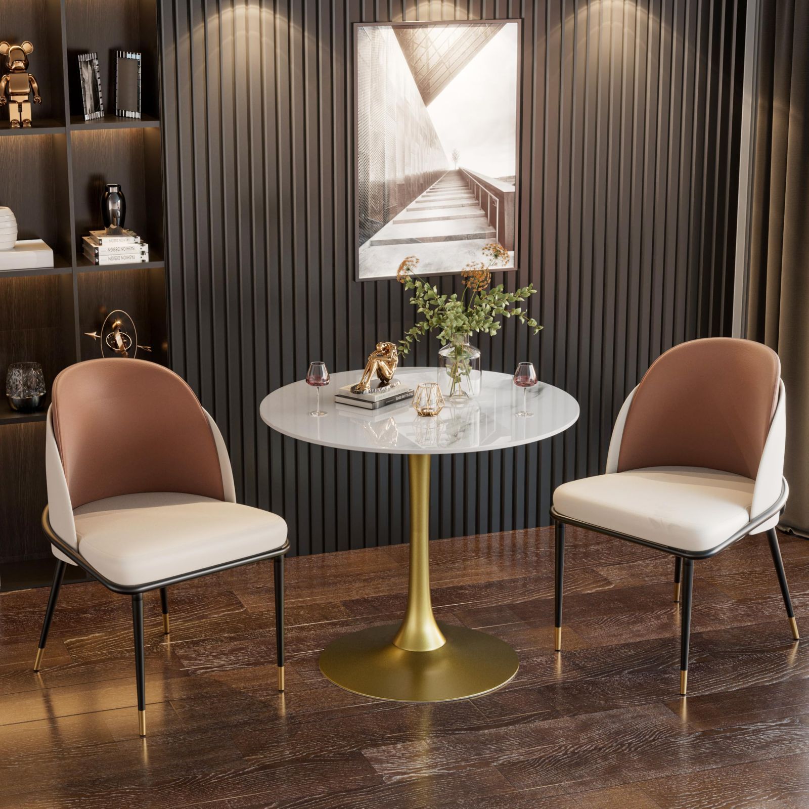 レビュー ホワイト ゴールド キッチンテーブル 一本足 おしゃれ 円卓 白 円形 ストーン ラウンドテーブル セラミック 2人用 食卓 一人暮らし チューリップテーブル カフェテーブル 大理石 丸 ダイニングテーブル UNHO 品質保証！