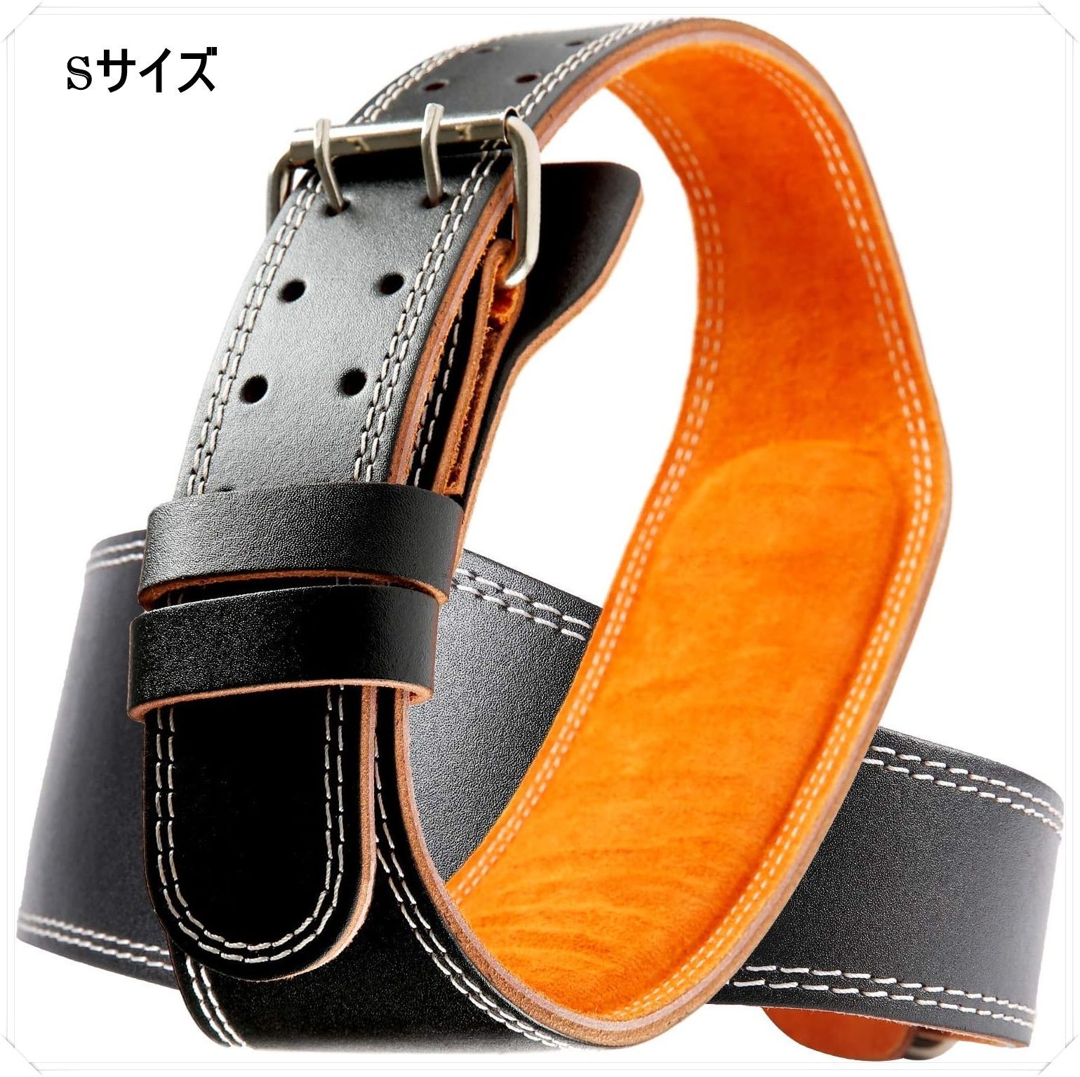 New　パワーベルト　レザー　革　筋トレ　ブラック　Sサイズ