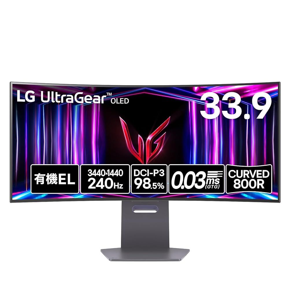 VGP 2025 金賞 LG ゲーミング モニター UltraGear OLED 34GS95QE-B 33.9インチ|21 9 曲面型ウルトラワイド 3440×1440 |有機EL