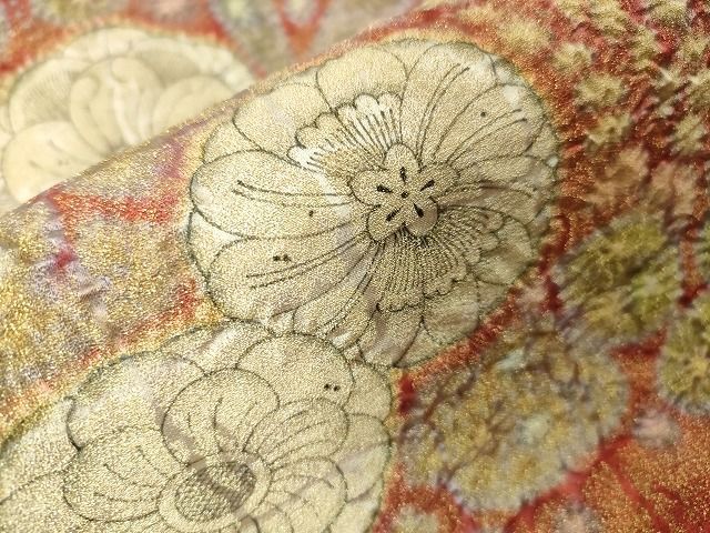 平和屋本店□極上 初代 久保田一竹 幻の辻が花 太鼓柄袋帯 金通し地  