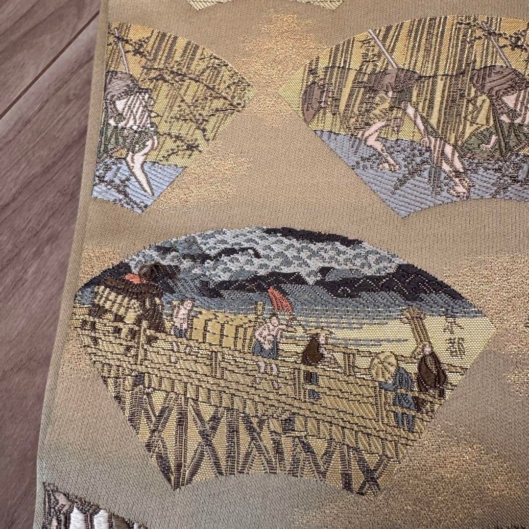 未使用品 美品傑作 正絹 六通袋帯 着物 正絹 457 金糸 東海道 未使用品 美品傑作 正絹 六通袋帯 着物 正絹 457 金糸 東海道