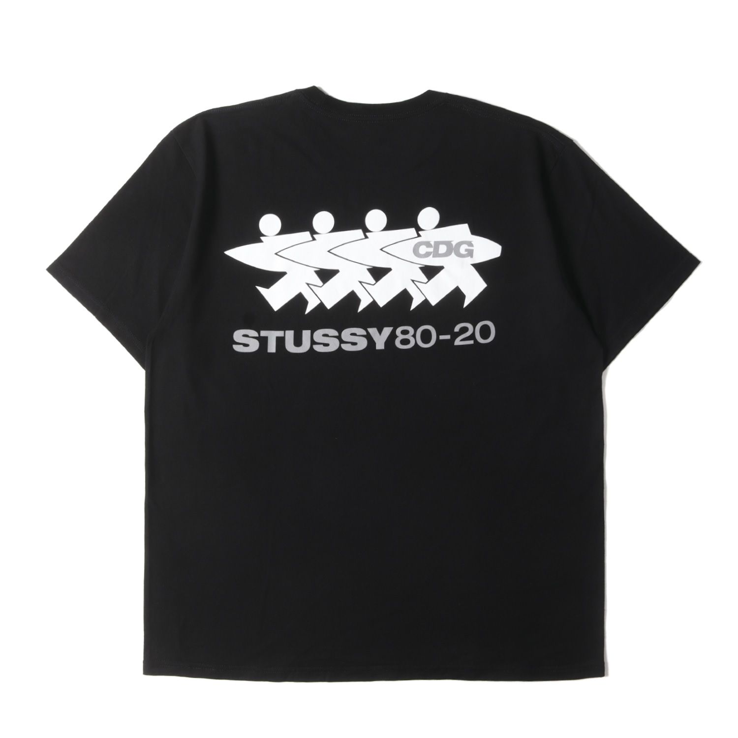 STUSSY ステューシー Tシャツ サイズ:L 20AW CDG 40周年記念 サーフマン クルーネック 半袖Tシャツ ブラック 黒 トップス カットソー コラボ【メンズ】