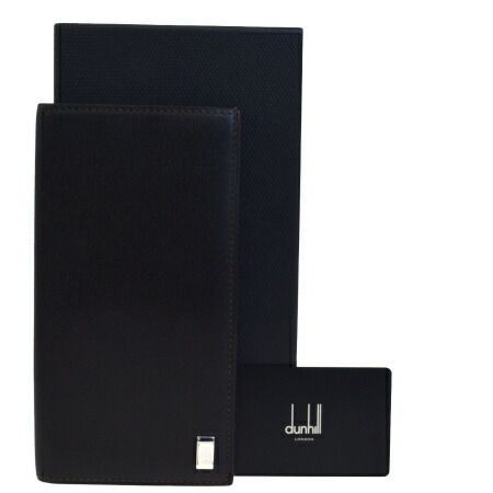 【中古】 ダンヒル dunhill 二つ折り 札入れ カード入れ 長財布 ブラック 保存箱付き 08BD467