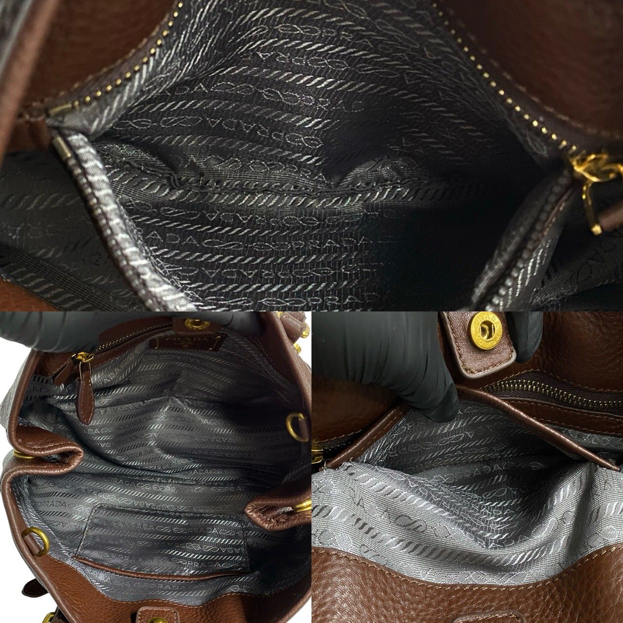 極 美品 希少品 PRADA プラダ ロゴ 金具 レザー 本革 2way ショルダー