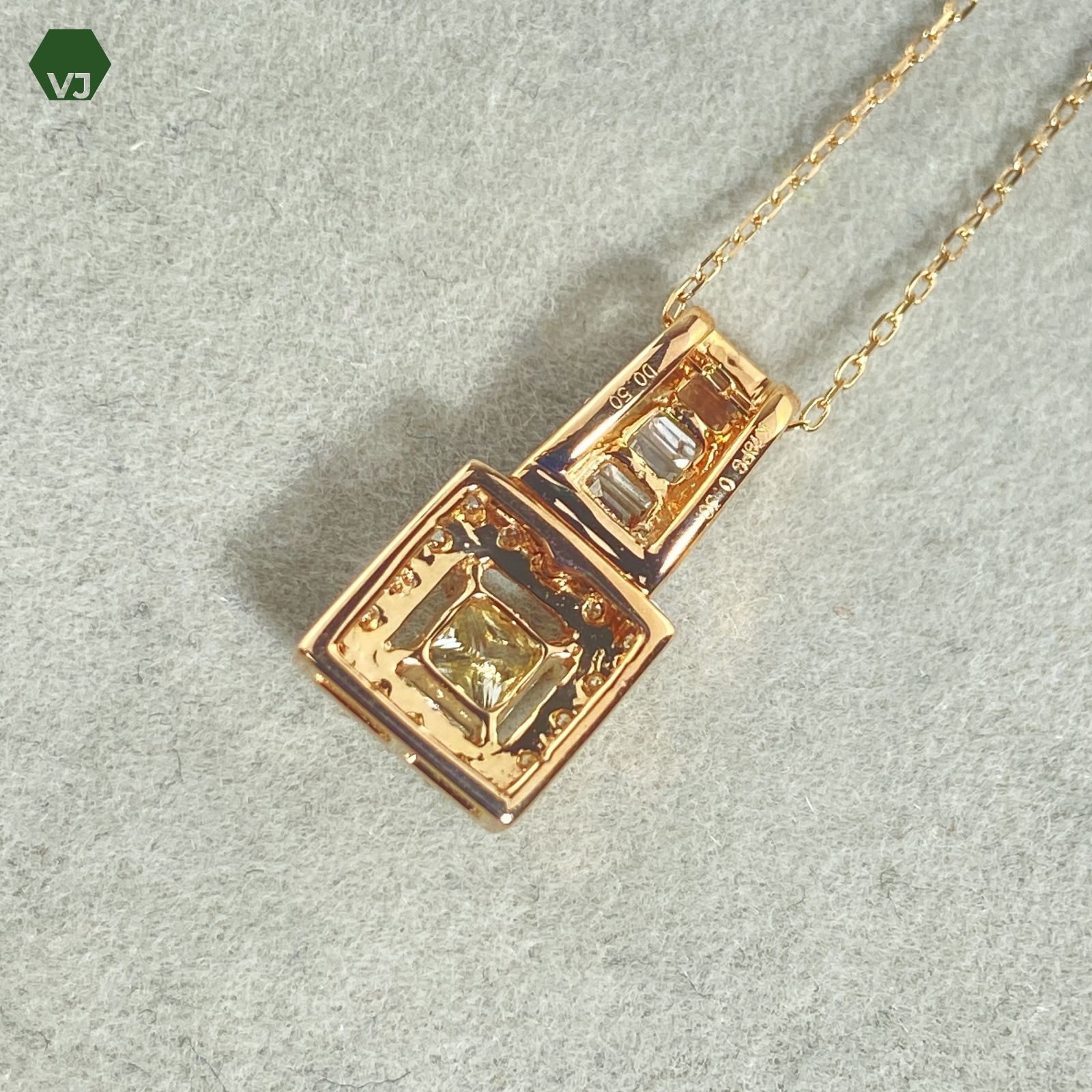 16-02】ダイヤモンド ネックレス D0.3ct D0.5ct【中古】【 K18PG】【45 