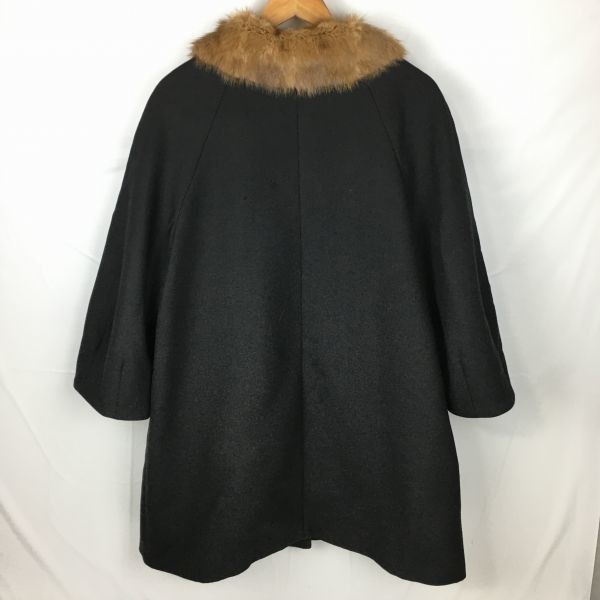 TARA JARMON/タラジャーモン　毛皮付き　ウールコート　サイズ38〈黒/BLACK/ブラック〉　管NO.A12-4 TARA JARMON/タラジャーモン 毛皮付き ウールコート サイズ38〈黒