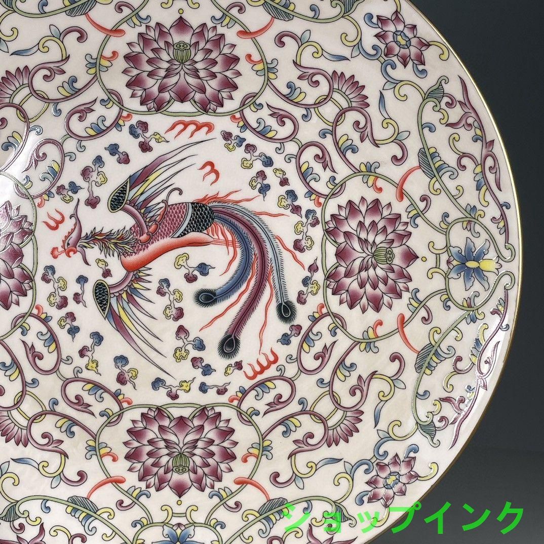 清乾隆五彩鳳紋賞盤 景徳鎮 陶磁器 装飾品 工芸品 美術品 置物