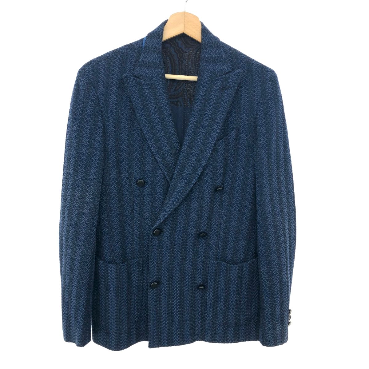 良好 ETRO エトロ ダブル ジャケット サイズ:48 ネイビー