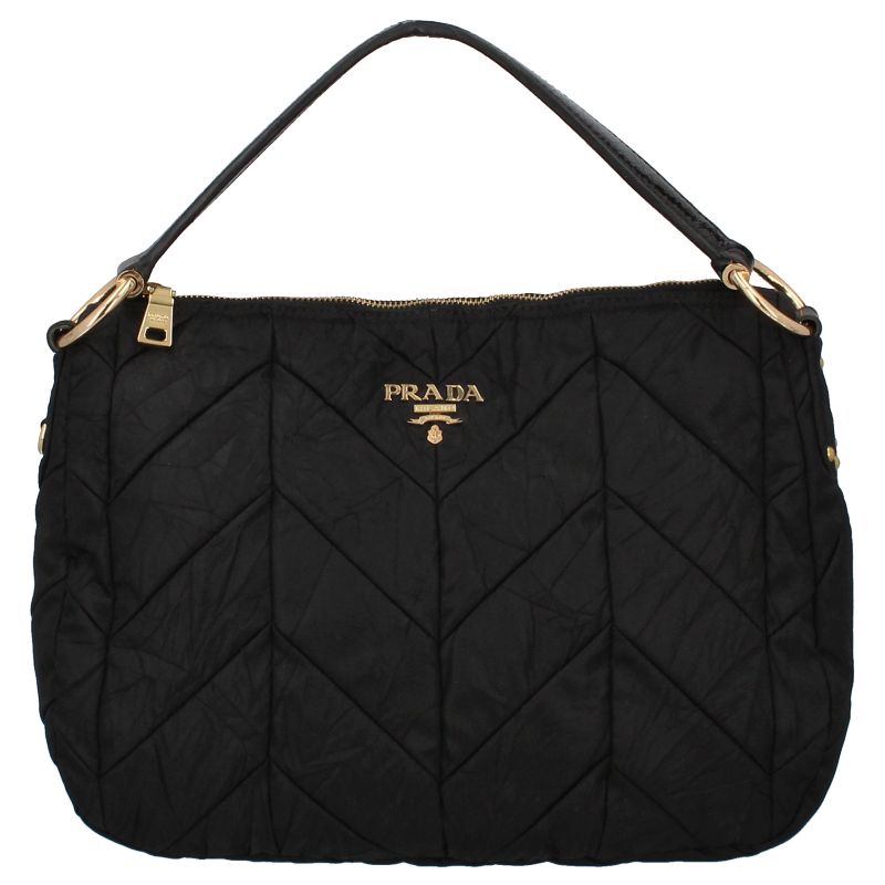 真贋済/美品✨ プラダ ナイロン ワンショルダー ブラック レザー プラダ ワンショルダーバッグ BR3799 ナイロン/レザー