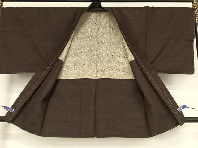 平和屋着物○男性 紬 アンサンブル 鉛色 正絹 逸品 未使用 AABA5025np  