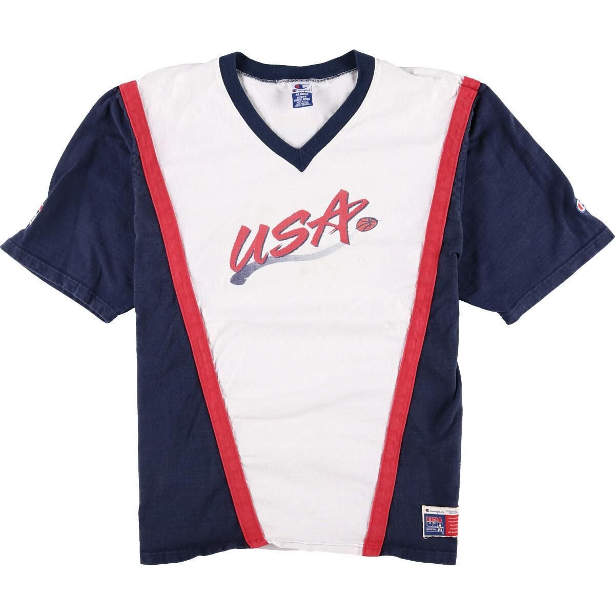 90年代 チャンピオン Champion USA ドリームチーム Vネック スポーツTシャツ USA製 メンズXXL ヴィンテージ /eaa051888
