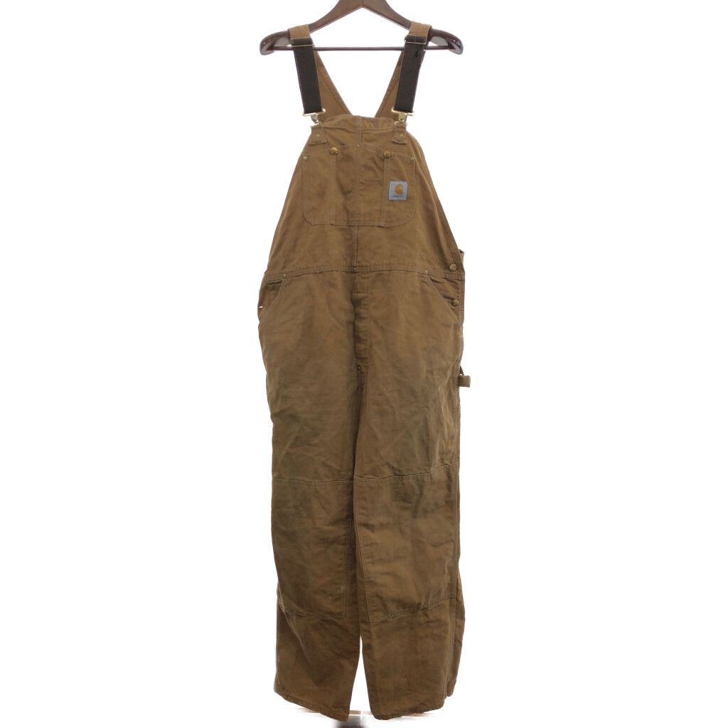 90年代 Carhartt カーハート ダック ワーク オーバーオール ボトムス ワーク ブラウン (メンズ 46×29相当) 中古 古着 P6963