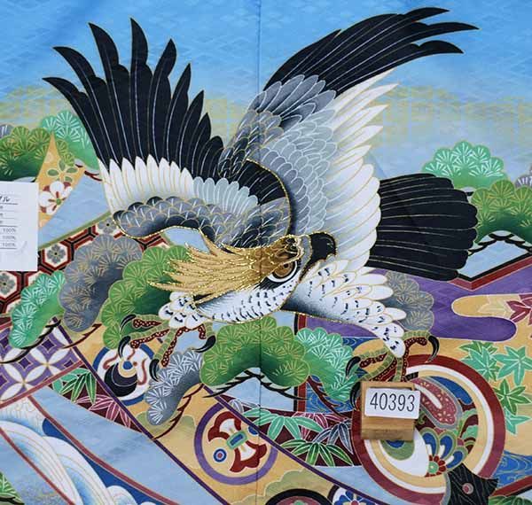 七五三 五歳 公式 男児 着物 羽織袴フルセット 綸子地 金刺繍 縞袴 青