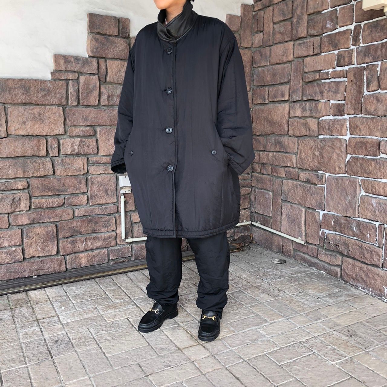i.s. ISSEY MIYAKE(アイエスイッセイミヤケ) 88's ”is”logo reversible leather  coat/リバーシブルレザーコート 9(XLサイズ程度) ブラック IS TSUMORI CHISATO DESIGN