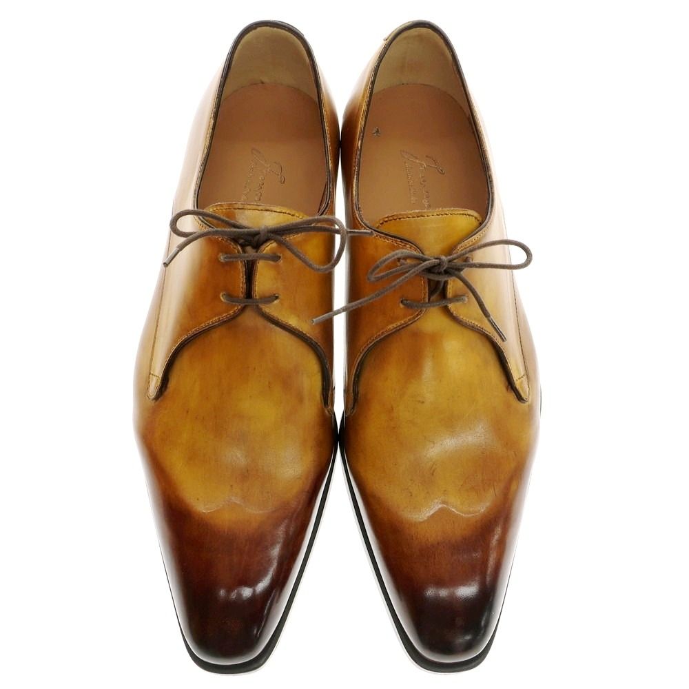フランチェスコ ベニーニョ BENIGNO プレーントゥ ドレスシューズ イエローブラウン サイズ7 1 2 メンズ