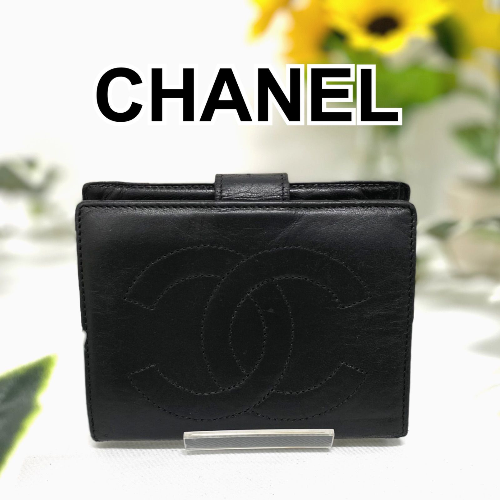 CHANEL ココマーク レザー二つ折り財布 CHANEL シャネル ココマーク レザー 二つ折り 財布 ブラック - メルカリ