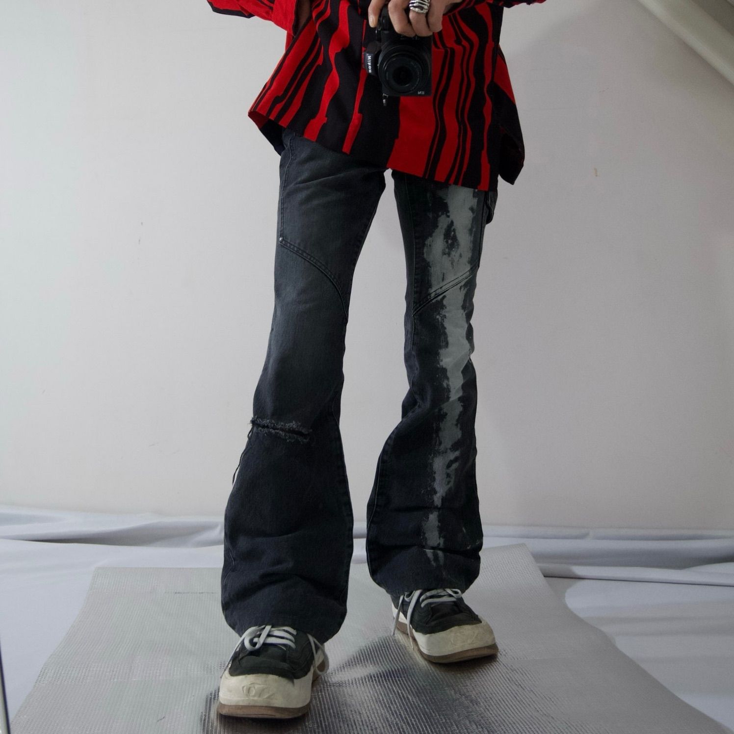 5351 Pour Les Hommes Faded Wash Black Leather Switching Crash  