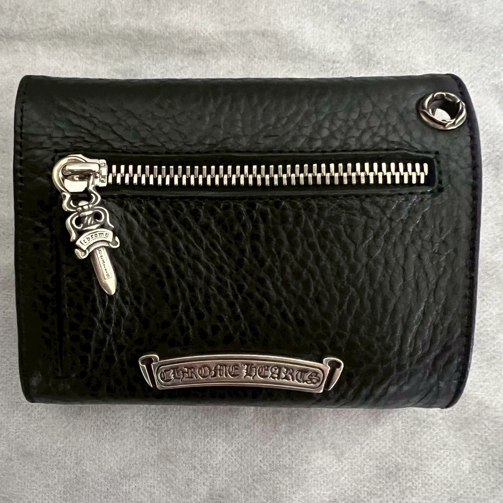クロムハーツ　ウェーブ ウォレット レザー　925 黒　クロスボール クロムハーツ ウェーブミニ クロスボールボタンレザーウォレット