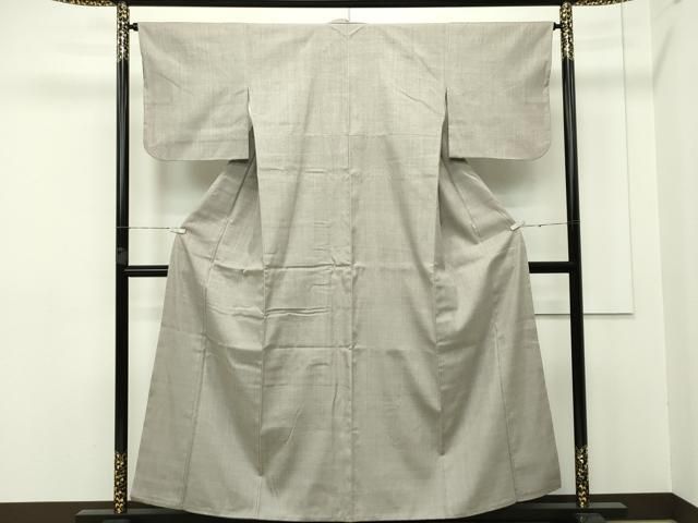 平和屋本店□極上 本場結城紬 重要無形文化財 色無地 灰汁色 逸品  