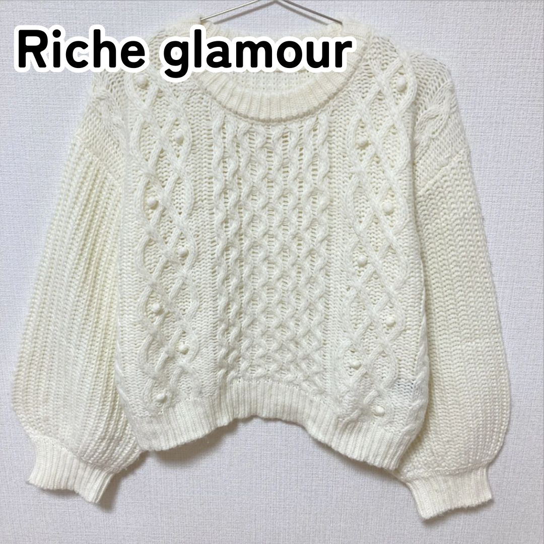 Riche glamour リシェグラマー M ホワイト ニット セーター プル