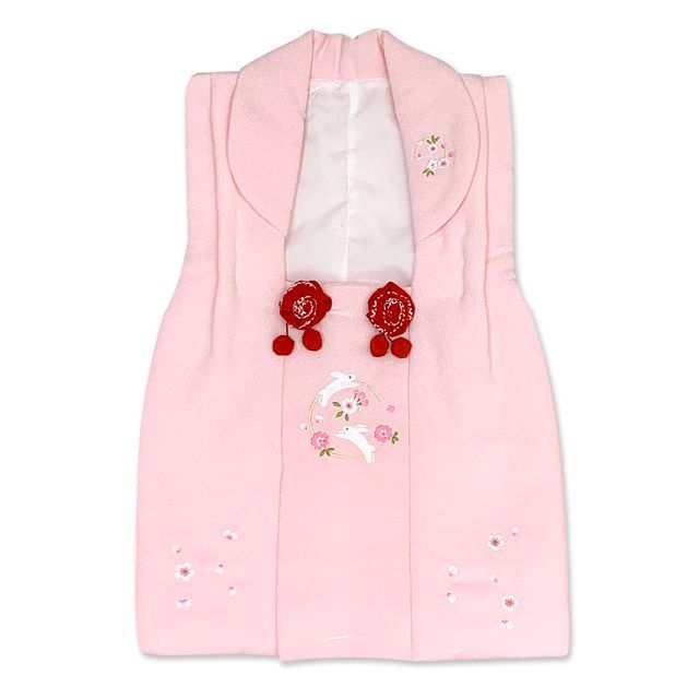 七五三 三歳 女の子 被布セット 被布コート 草履 巾着 足袋 4点コーデセット ピンク うさぎさん HAHF01-P-4set01