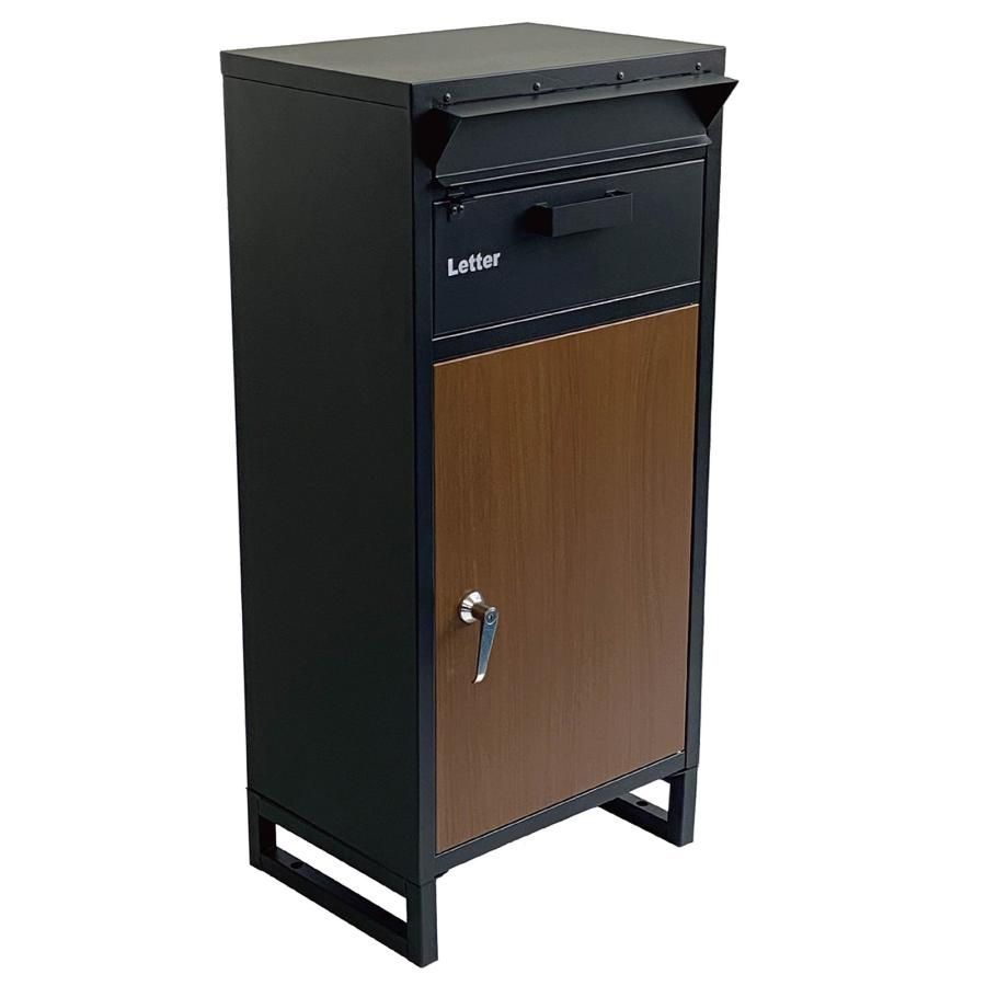 宅配ボックス 戸建 後付け 大型 大容量 ポスト 郵便受け ブラウン 1253