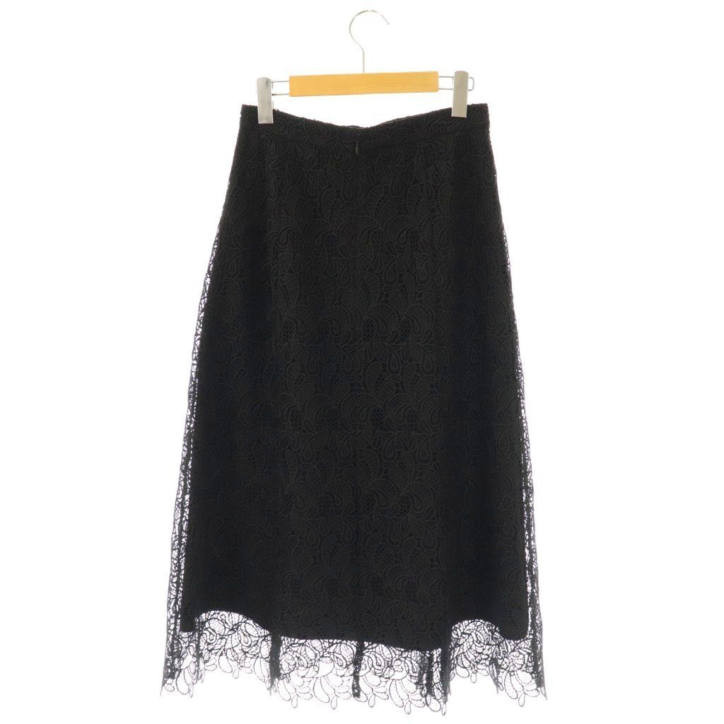 ANAYI リーフボーダーレースセミフレア スカート