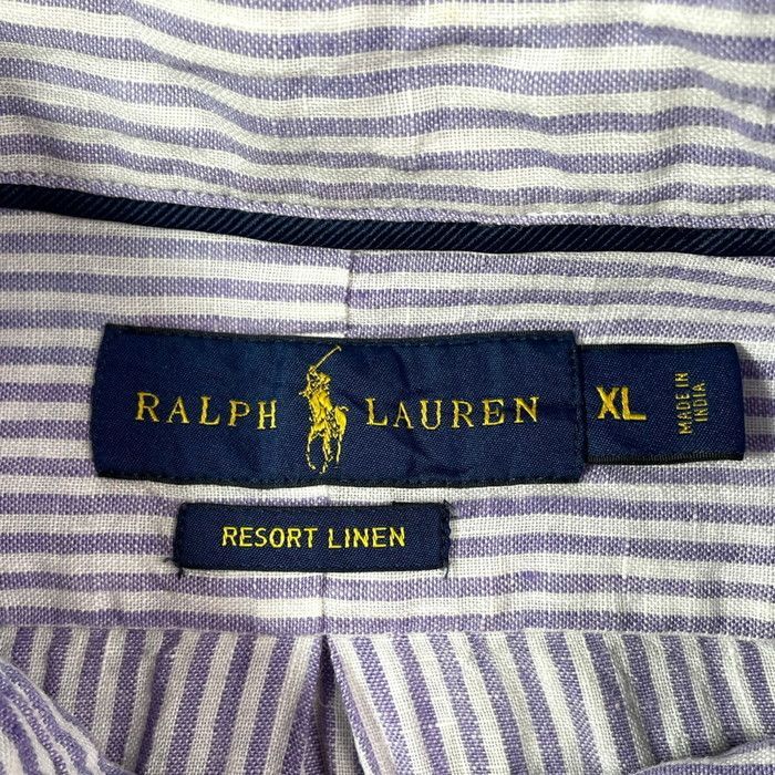 Ralph Lauren ラルフローレン リゾートリネン ストライプシャツ マチ  
